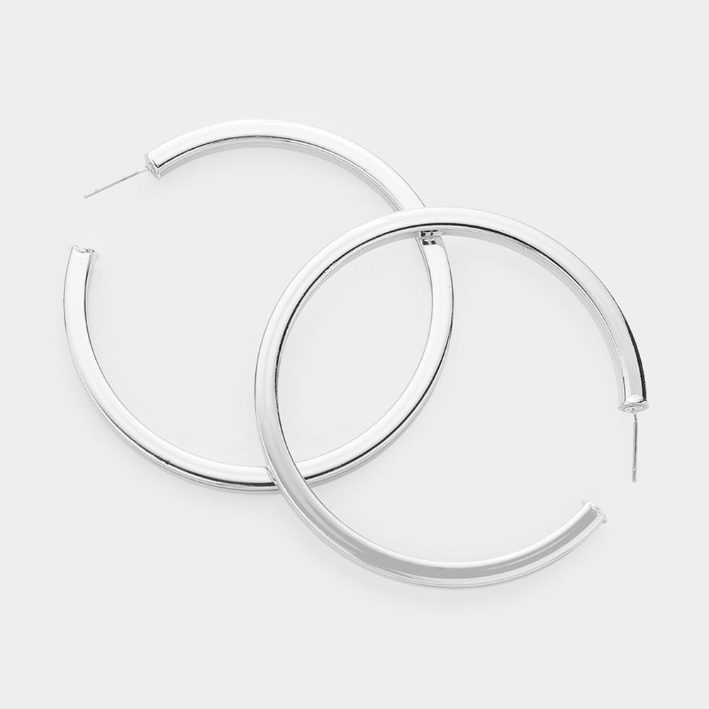 Silver Hoop Earrings | 2.4" | Fun Fashion Earrings