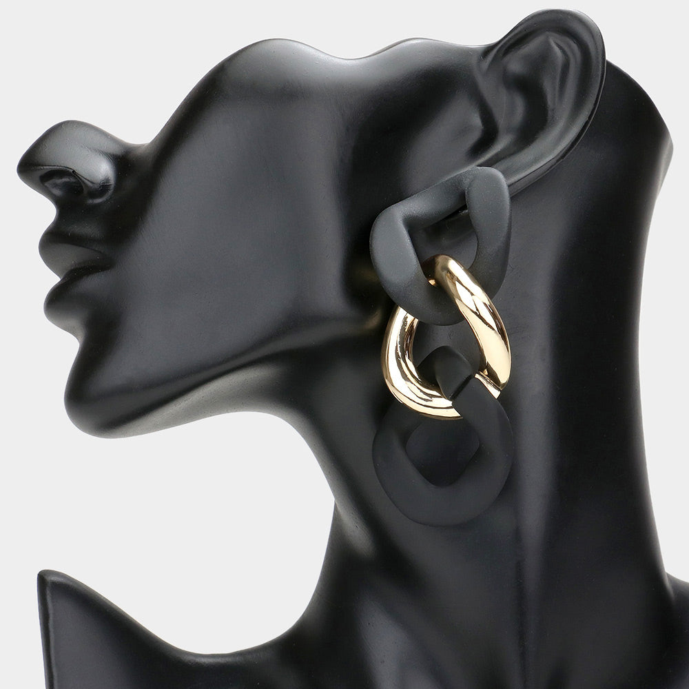 un Fashion Black Chain Link Earrings | Black Head Shot Earrings