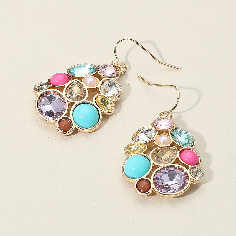 Multi-Color Mixed Stone Fun Fashion Earrings | Headshot Earrings | Photoshoot Earrings
