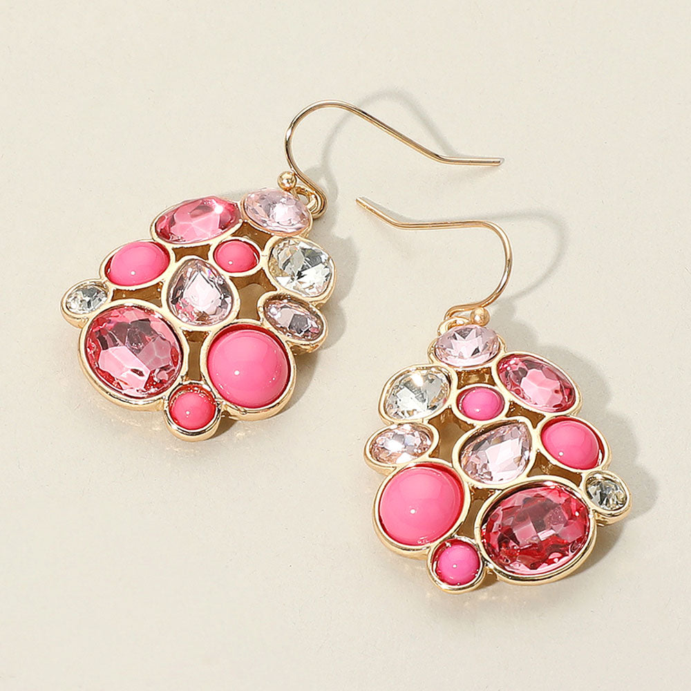 Pink Mixed Stone Fun Fashion Earrings | Headshot Earrings | Photoshoot Earrings