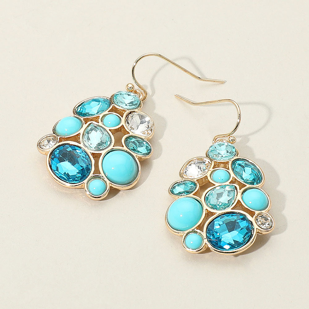 Turquoise Mixed Stone Fun Fashion Earrings | Headshot Earrings | Photoshoot Earrings
