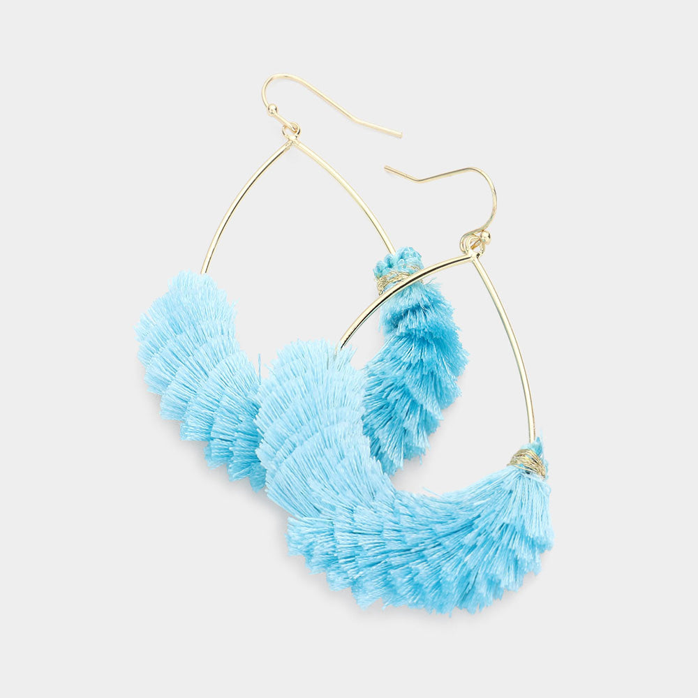 Fun Fashion Aqua Drop Tassel Earrings