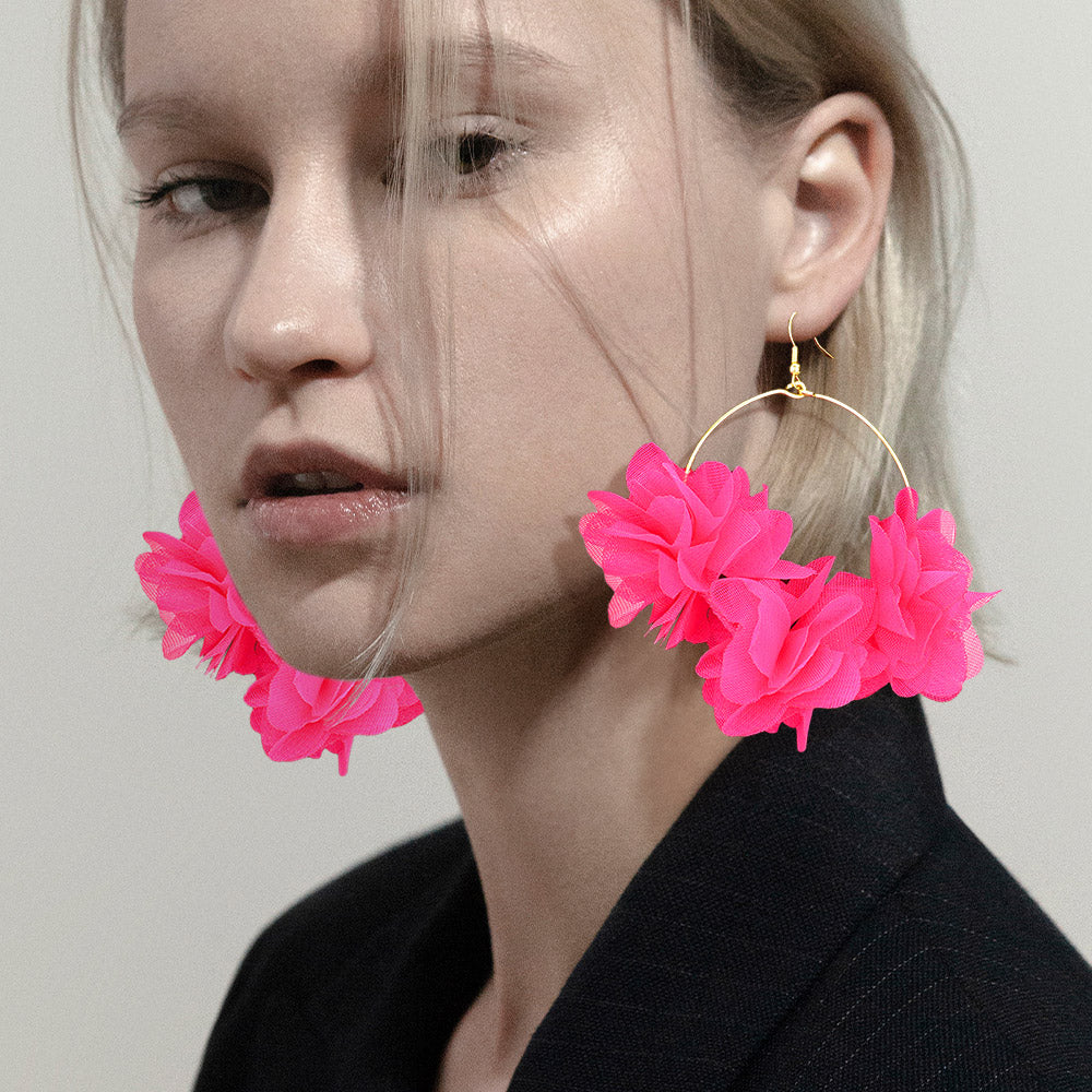 Fabric flower deals earrings