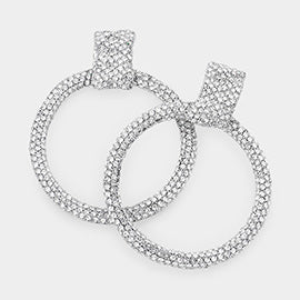 Clear Rhinestone Embellished Hoop Earrings | 3" | Pageant Jewelry