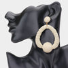 Ivory Raffia Ball Accented Open Circle Fun Fashion Earrings | Outfit of Choice Earrings