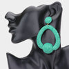 Mint Raffia Ball Accented Open Circle Fun Fashion Earrings | Outfit of Choice Earrings