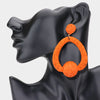 Orange Raffia Ball Accented Open Circle Fun Fashion Earrings | Outfit of Choice Earrings