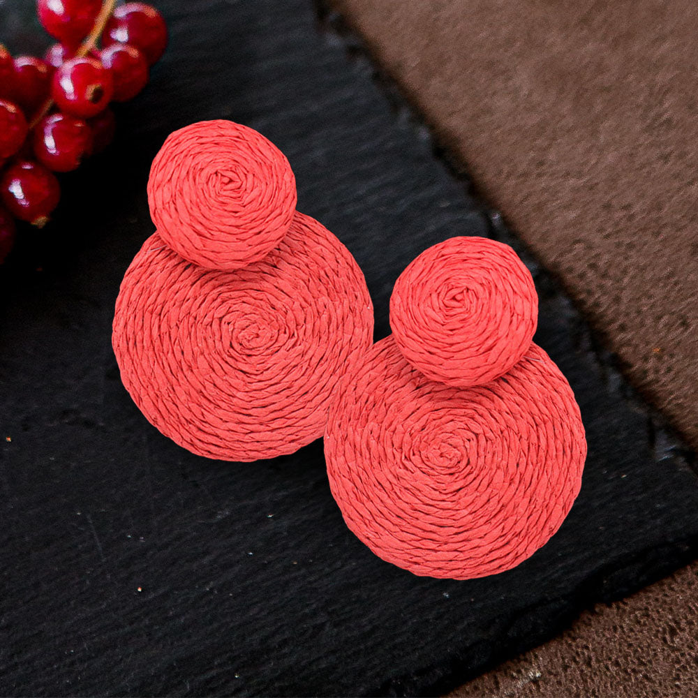 Red Swirl Double Raffia Link Pageant Earrings | Fun Fashion Earrings