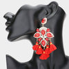 Red Crystal and Tassel Flower Fun Fashion Chandelier Earrings