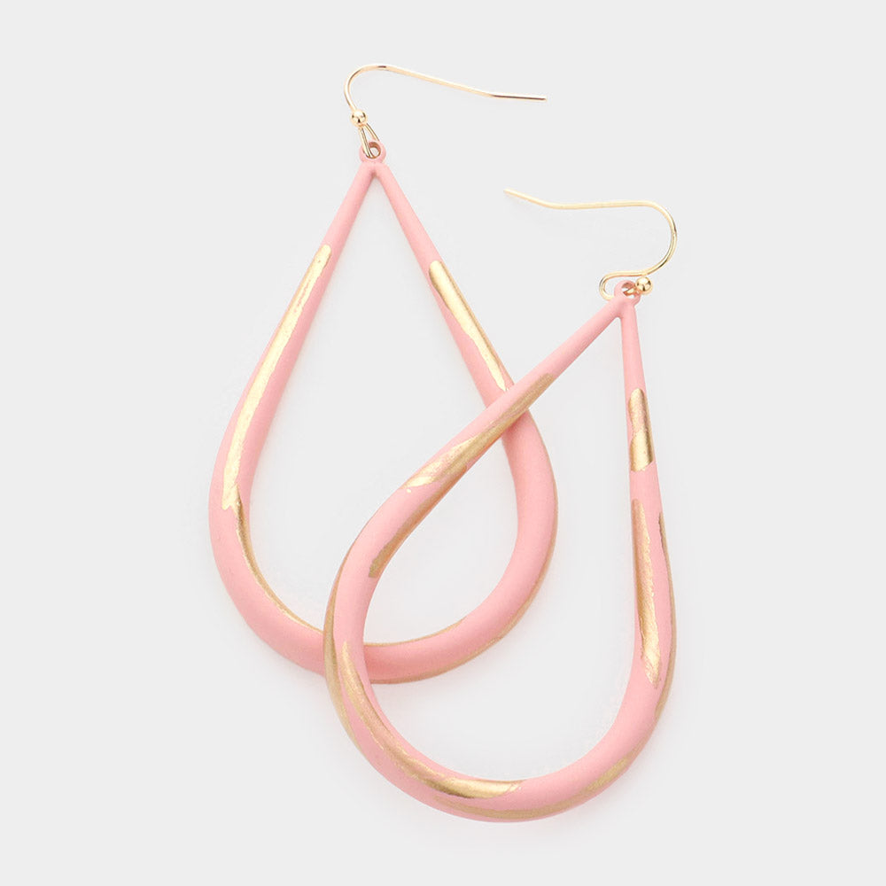 Pink Open Teardrop Fun Fashion Earrings | Outfit of Choice Earrings