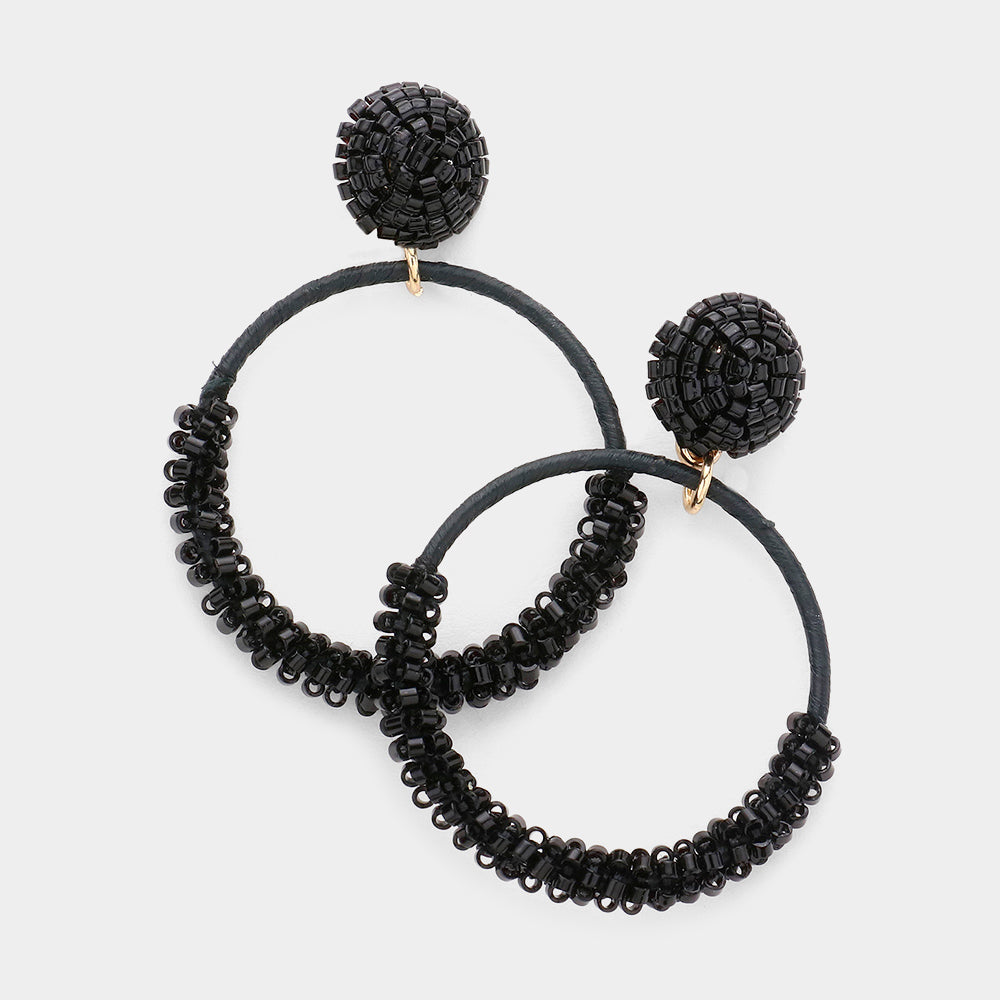 Black Bead Cluster Open Circle Fun Fashion Earrings | Outfit of Choice Earrings |  586929