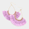 Lavender Dangle Raffia Fan Fun Fashion Earrings | Headshot Earrings