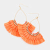 Orange Dangle Raffia Fan Fun Fashion Earrings | Headshot Earrings