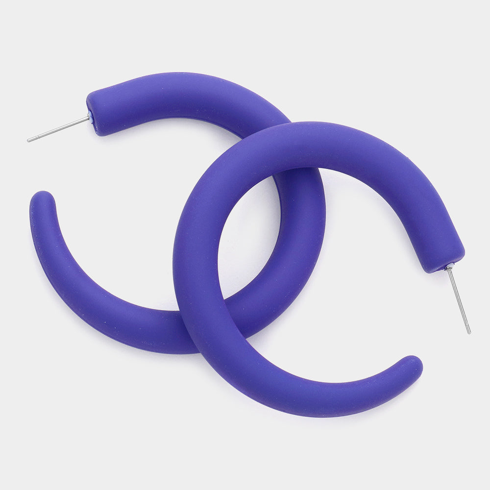 Blue Half Hoop Fun Fashion Earrings | Outfit of Choice Earrings