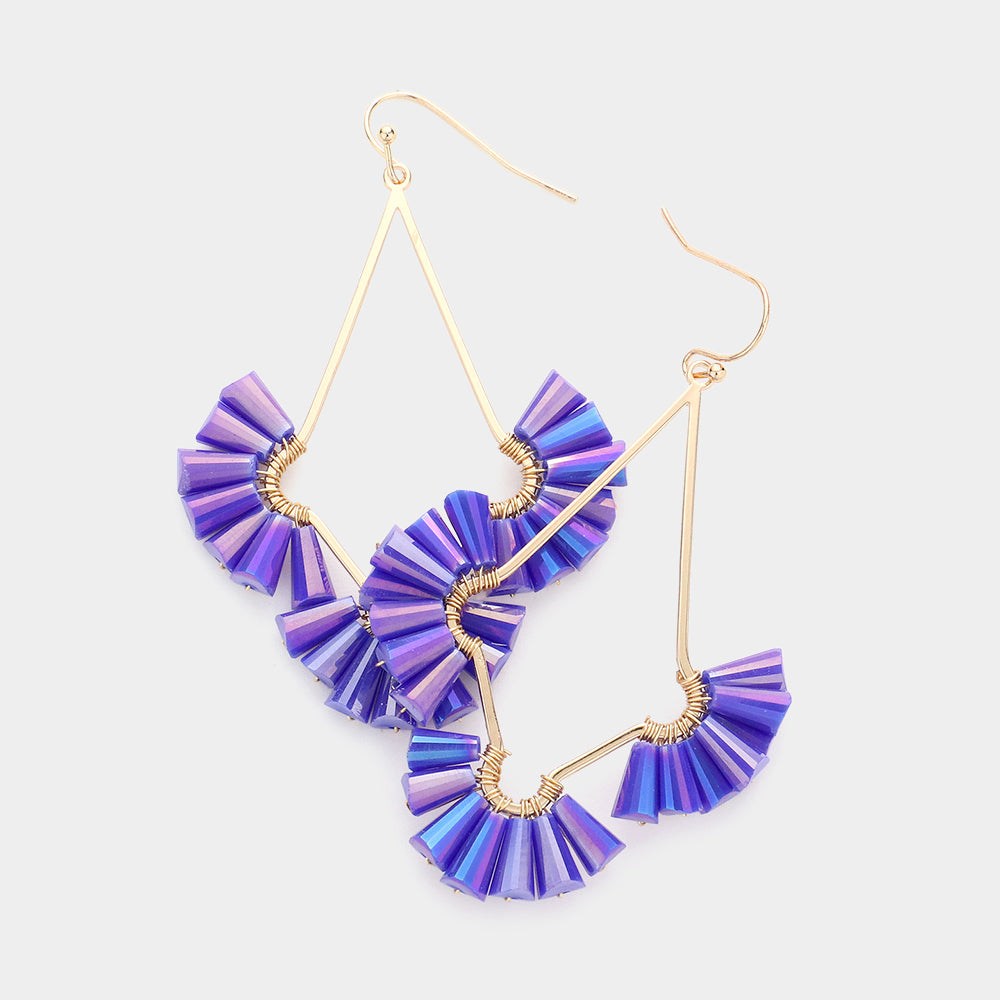 Blue Bead Wrapped Abstract Dangle Fun Fashion Earrings | Outfit of Choice Earrings