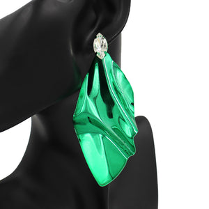 Green Metal Fun Fashion Earrings | Outfit of Choice Earrings l Head Shot Earrings