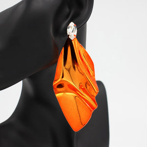Orange Metal Fun Fashion Earrings | Outfit of Choice Earrings l Head Shot Earrings