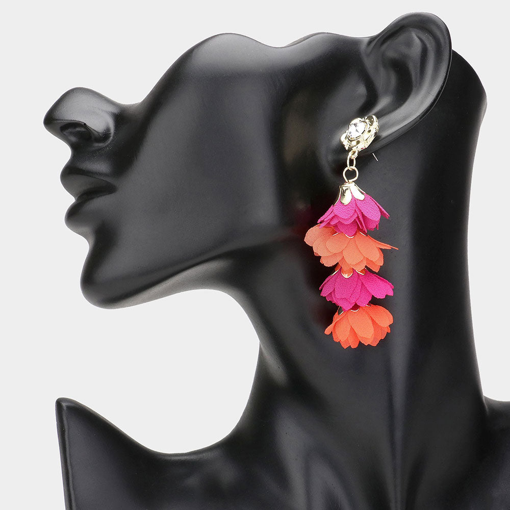 Multi-Color Flower Petal Link Drop Fun Fashion Earrings | Outfit of Choice Earrings | Runway Earrings