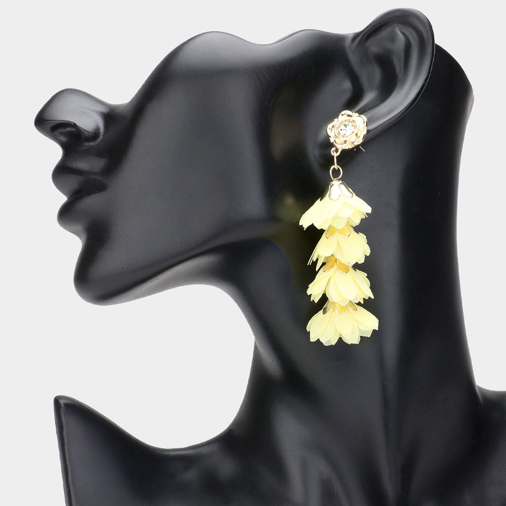 Yellow Flower Petal Link Drop Fun Fashion Earrings | Outfit of Choice Earrings | Runway Earrings