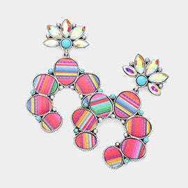 Multi Color Fun Fashion Horseshoe Dangle Earrings | Head Shot Earrings