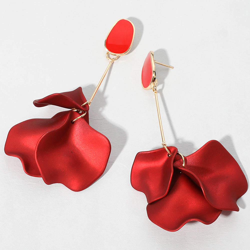 Red Petal Dropdown Fun Fashion Earrings | Headshot Earrings