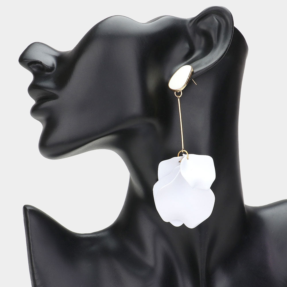 White Petal Drop Down Fun Fashion Earrings | Outfit of Choice Earrings