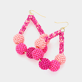 Pink Seed Bead Balls Fun Fashion Earrings | Headshot Earrings