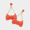 Orange Crystal Cluster Bow Dangle Pageant Earrings