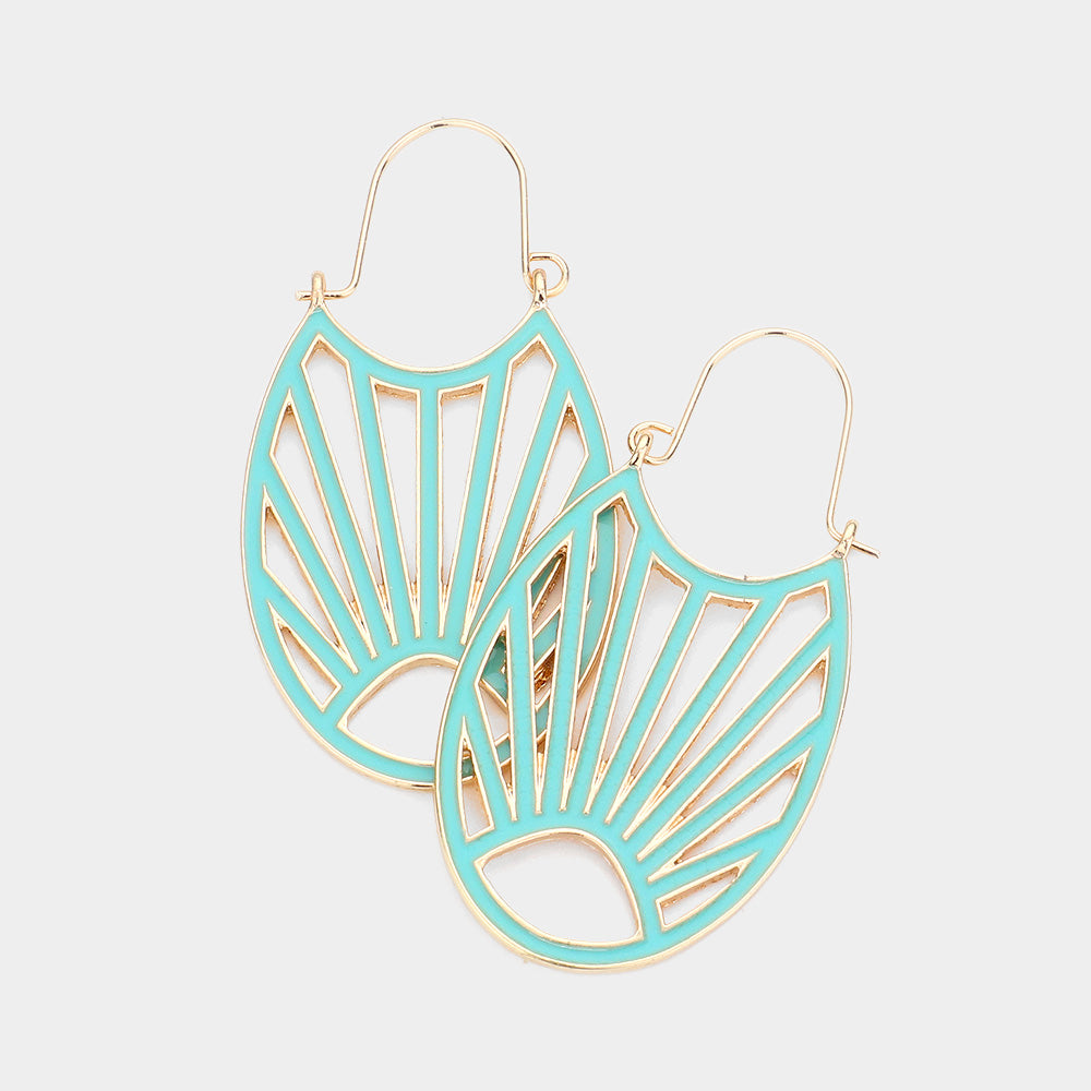 Turquoise Abstract Enamel Fun Fashion Metal Earrings | Headshot Earrings | Outfit of Choice Earrings