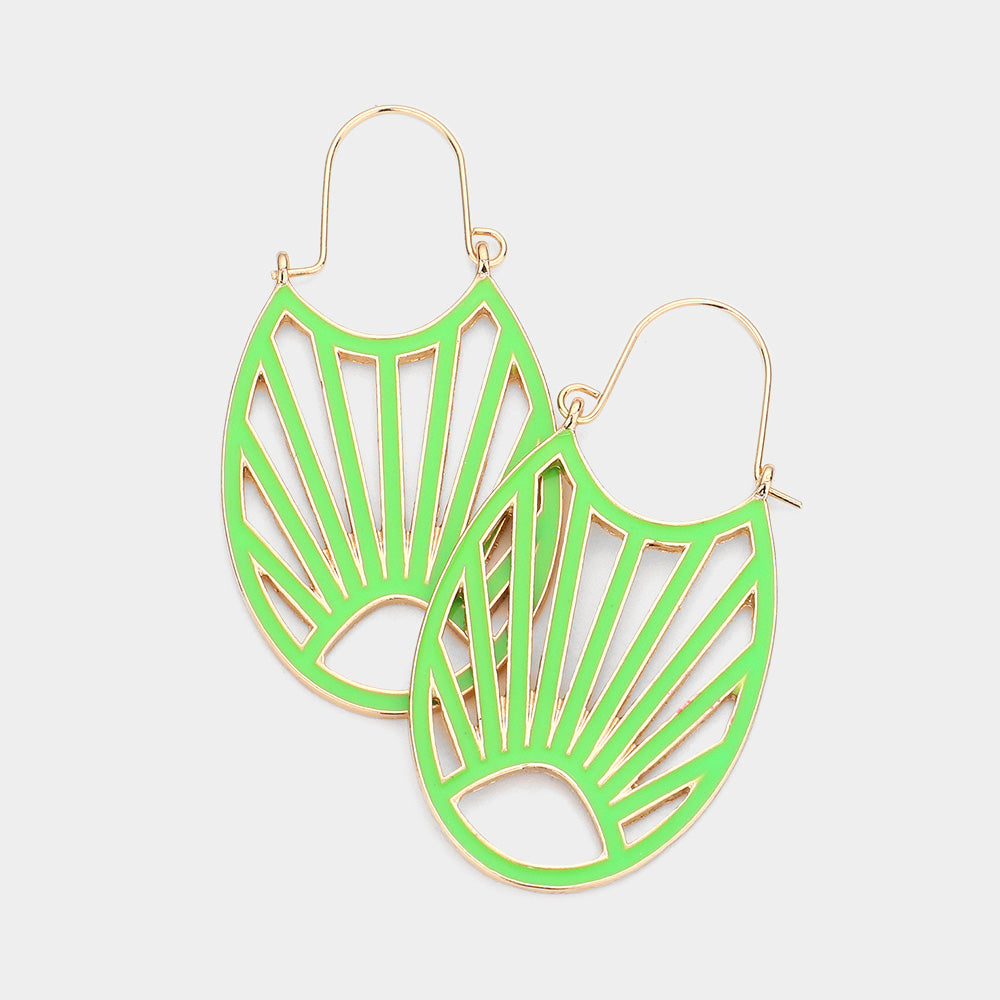 Green Abstract Enamel Fun Fashion Metal Earrings | Headshot Earrings | Outfit of Choice Earrings