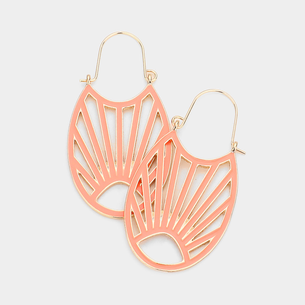 Orange Abstract Enamel Fun Fashion Metal Earrings | Headshot Earrings | Outfit of Choice Earrings