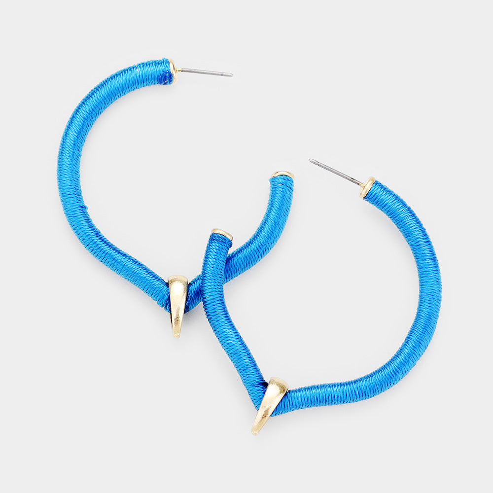 Blue Threaded Coiled Fun Fashion Earrings | Headshot Earrings