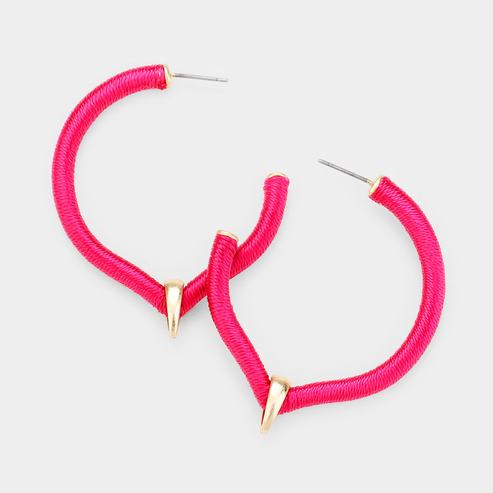 Fuchsia Threaded Coiled Fun Fashion Earrings | Headshot Earrings