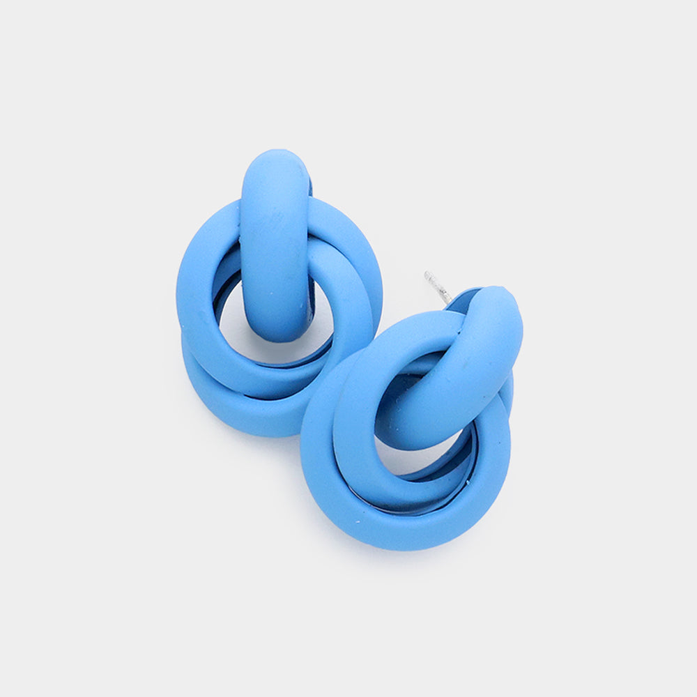 Light Blue Small Open Circle Link Fun Fashion Earrings | Outfit of Choice Earrings