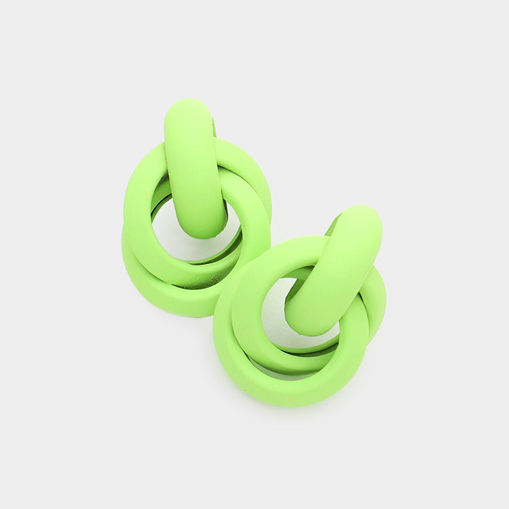Green Small Open Circle Link Fun Fashion Earrings | Outfit of Choice Earrings