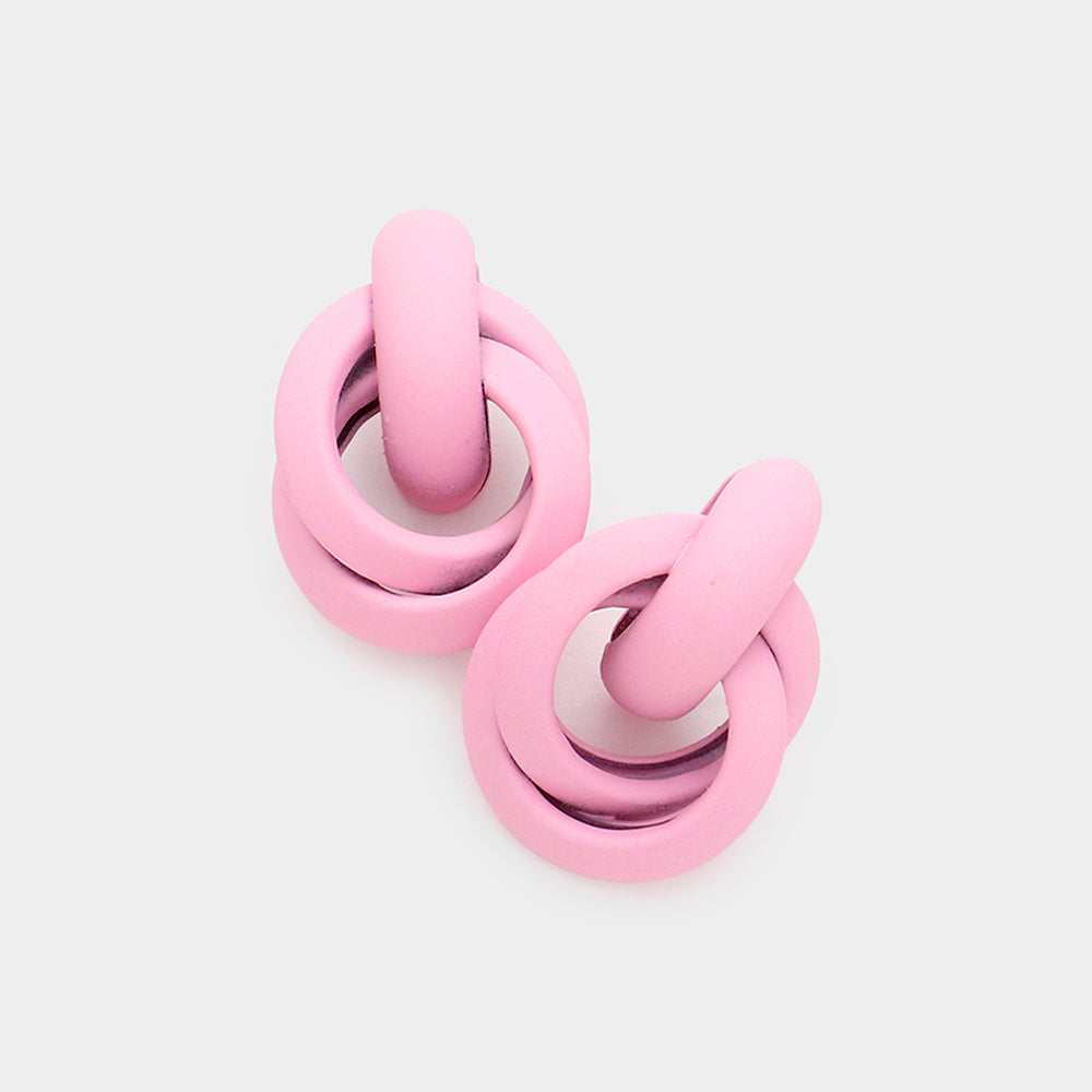 Pink Small Open Circle Link Fun Fashion Earrings | Outfit of Choice Earrings