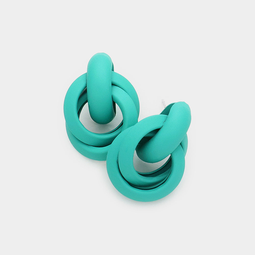 Teal Small Open Circle Link Fun Fashion Earrings | Outfit of Choice Earrings