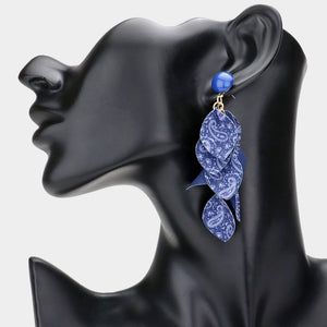 Dark Blue Denim Fun Fashion Earrings | Headshot Earrings | 613328