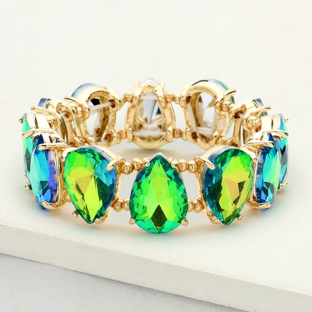 Green AB Teardrop Fun Fashion Stretch Bracelet  | Outfit of Choice Jewelry