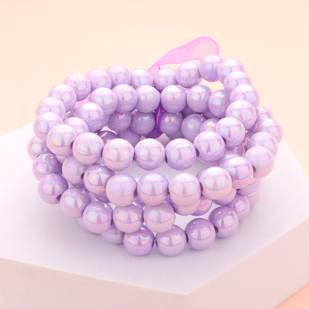 3 Piece Lavender Metallic Layered Bangle Bracelets | Fun Fashion Jewelry