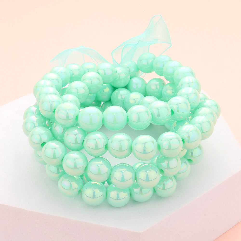 5 Piece Mint Metallic Layered Bangle Bracelets | Fun Fashion Jewelry