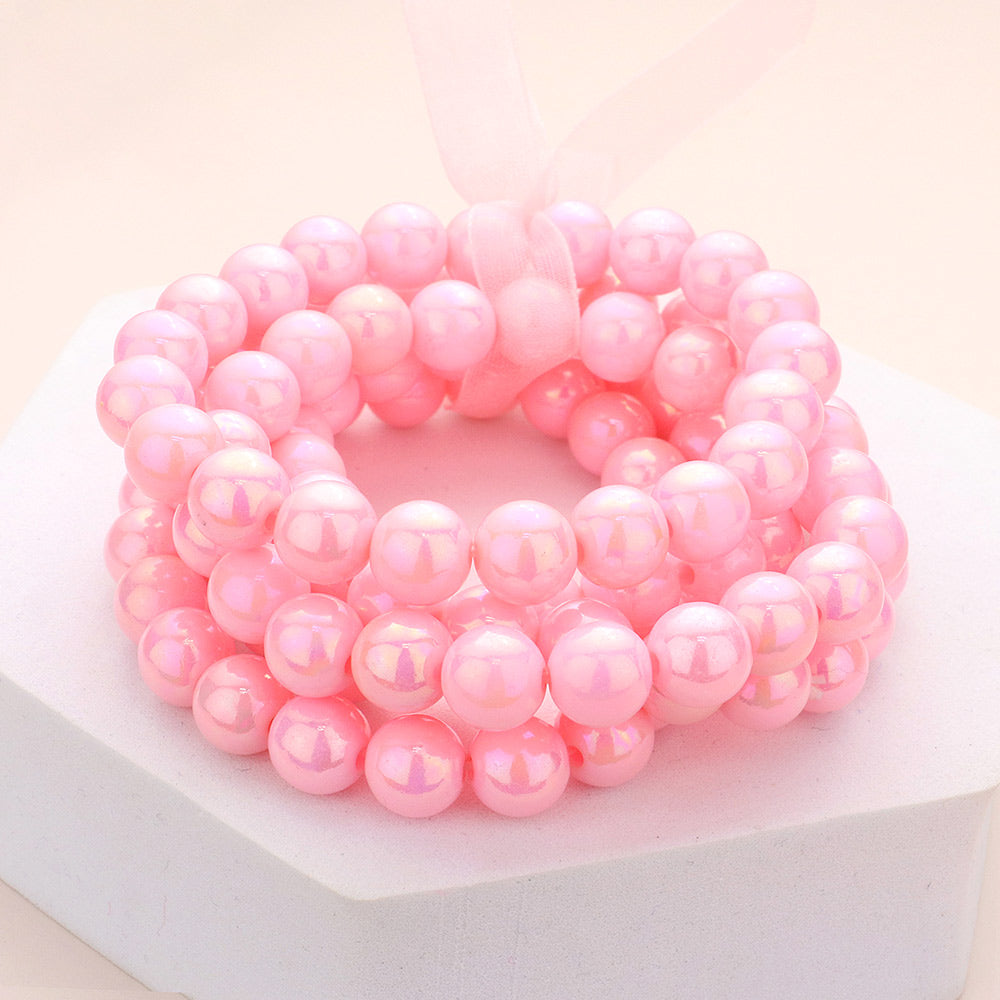 3 Piece Pink Metallic Layered Bangle Bracelets | Fun Fashion Jewelry