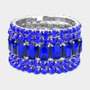 5 Pieces - Royal Blue Stone Stretch Multi Layered Pageant Bracelets | Prom Jewelry