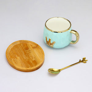 Light Blue Crown Mug and Saucer Set All Pieces