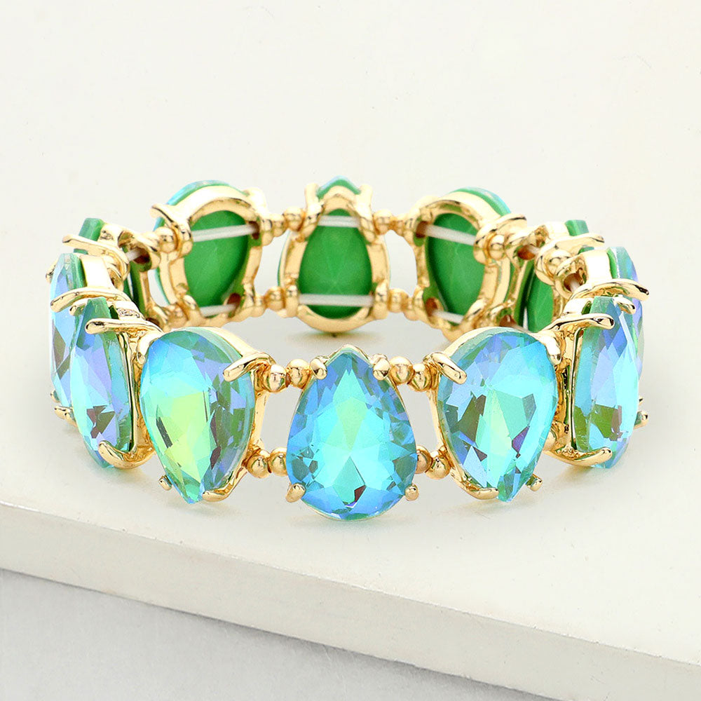 Mint AB Teardrop Fun Fashion Stretch Bracelet  | Outfit of Choice Jewelry