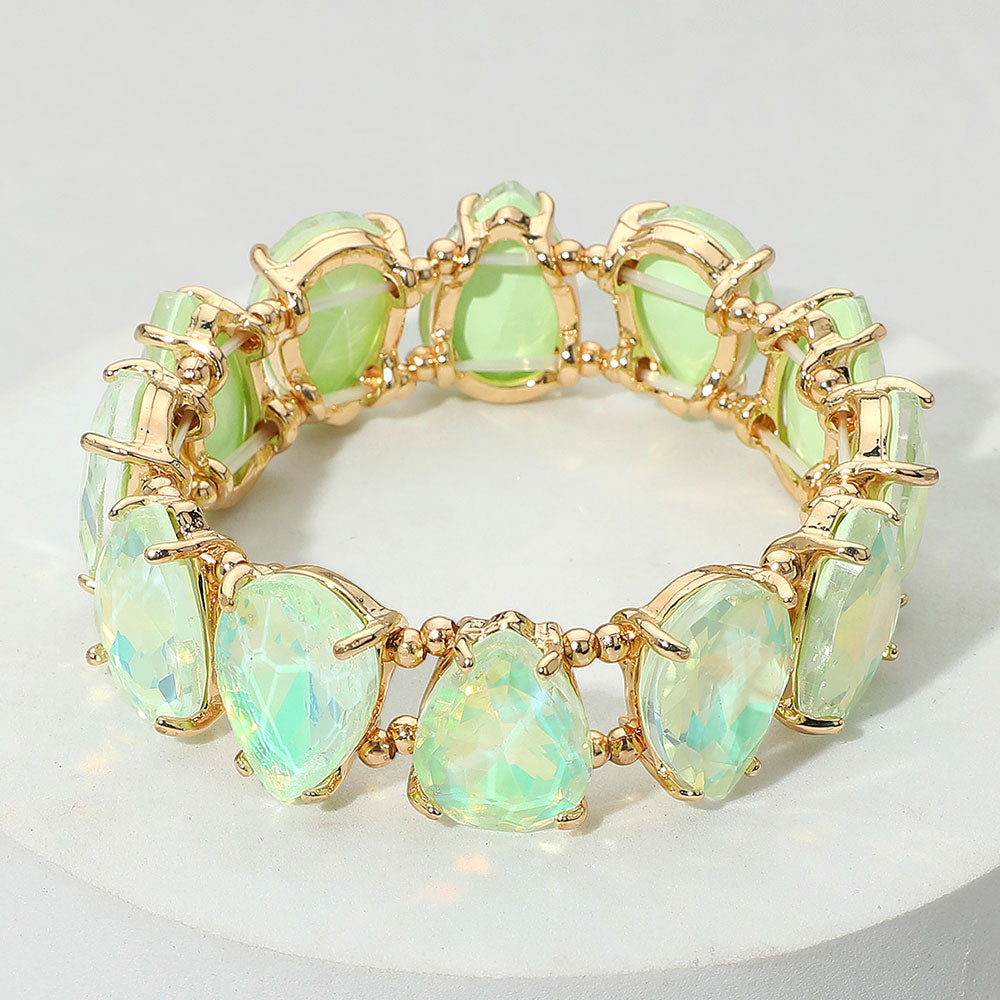 Mint Opal Teardrop Fun Fashion Stretch Bracelet  | Outfit of Choice Jewelry