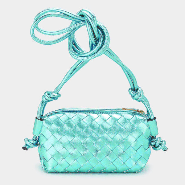 新品未使用　OVAL Shoulder Strap Bag meong blue Metallic Weaved Crossbody Bag | Gifts | L&M Bling - lmbling