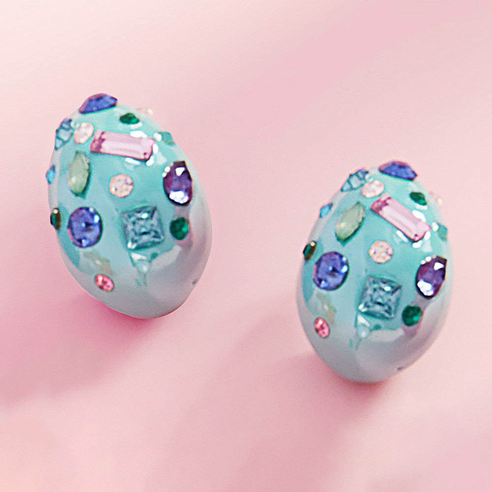 Multi Color Stone Teardrop Earrings on Mint– Fun Fashion Style 1.25" |  628527