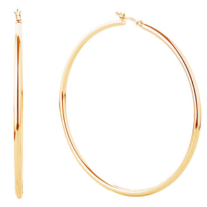 14K Gold Dipped Pin Catch Hoop Earrings on Gold | 2.75" | Swimsuit Competition-Any Occasion |  676579