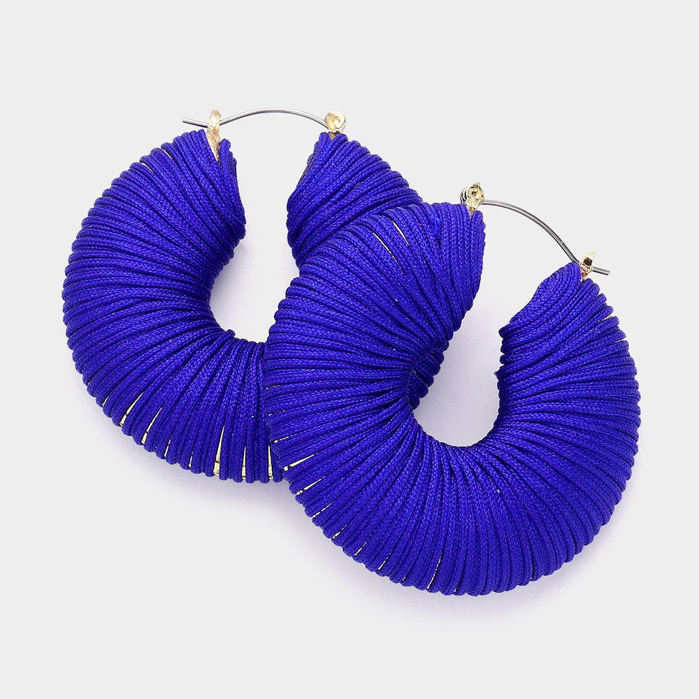 Royal Blue Thread Wrapped Chunky Fun Fashion Earrings | Headshot Earrings